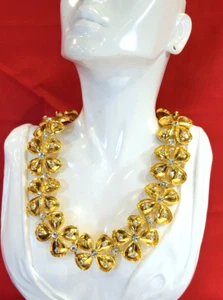 Grob Bold Goldfarben Riesiges Blume Link Strass 17 " Kragen Monet Halskette - Bild 1 von 5
