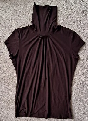 Camiseta Top Vintage Suzie Marrón Acanalada Cuello Tortuga Manga Gorra Elastizada L Foto 1 de 4