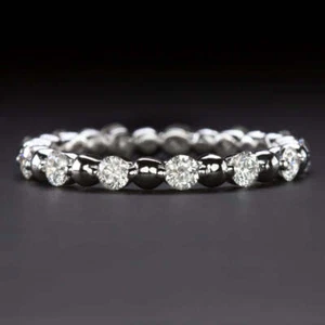 3/4ct DIAMANT EWIGKEITSBAND HOCHZEITSRING GEMEINSAME ZIEGE BLASE 14k RUND KLASSISCH - Bild 1 von 3