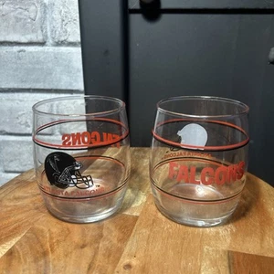 Lot Of 2 Vintage Atlanta Falcons NFL Whiskey Glass Tumblers 1980's Football - Picture 1 of 6