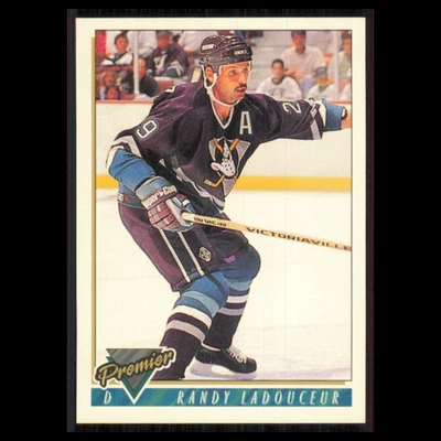 Randy Ladouceur #469 1993 Topps Premier Anaheim Mighty Ducks Hockey Card NHL NM - Image 1 of 3