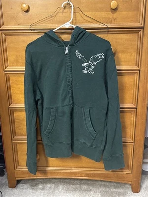 Sudadera con Capucha American Eagle Para Hombre L Verde Y2K Vintage Fit Capucha Cremallera Completa Chaqueta Retro Foto 1 de 2