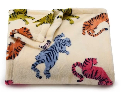The Big One Tigers Multi-Color Tiger Print Plush Fleece Throw Blanket 5x6 ft - Image 1 of 3