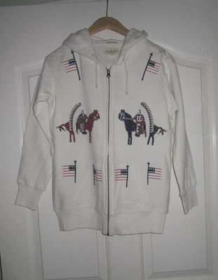 Novo com etiquetas! Moletom feminino denim e suprimentos Ralph Lauren nativo americano com miçangas P M GG - Imagem 1 de 4