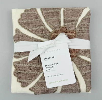 Pottery Barn Montrose Suzani Sham Standard Cream Embroidered Floral Cover 26x20 - Image 1 of 4