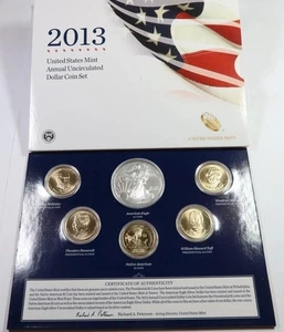 2013 US Mint Annual Uncirculated Dollar Coin Set w Silver American Eagle #49011W - Picture 1 of 2