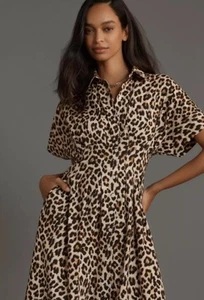 Anthropologie Tobie Button-Front Pleated Shirt Dress by Exquise Size XS NWT - Picture 1 of 4