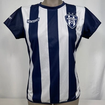 Camiseta de fútbol para mujer CF Monterrey México a rayas azul blanco MEDIANA Foto 1 de 4