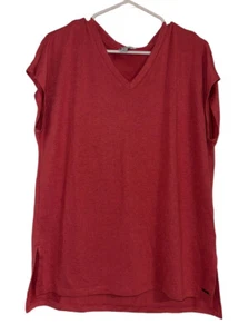 Orvis Womens Short Sleeve V Neck Knit Tunic Top Size M Red - Picture 1 of 5