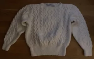 Suéter para mujer Liz Claiborne tejido a mano marfil 100 % algodón talla pequeña - Imagen 1 de 10