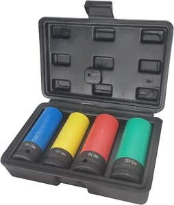 1/2"Dr Lug Nut Impact Socket Set Thin Wall Deep Wheel Protector 17 19 21 22mm - Picture 1 of 13