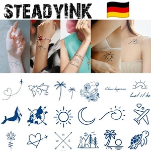 18 Blätter Temporäre Tattoos Klebetattoos - Reise - Hält 2 Wochen - SteadyINK - Bild 1 von 24