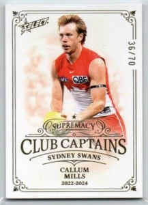 2024 Select Supremacy Club Captains (C61) Callum MILLS Sydney 36/70 - Imagen 1 de 1