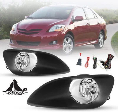 Pair Clear Glass Lens Fog Lights For 2007-2012 Toyota Yaris Sedan Switch Wirings Foto 1 de 4