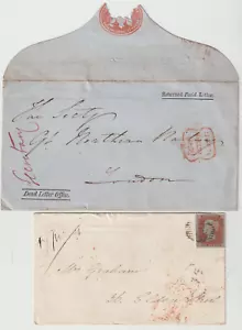 1852 LONDRA LETTERA MORTA UFFICIO COPERTINA E CONTENUTO RESTITUITO STAMPA MABERLY GPO - Foto 1 di 3