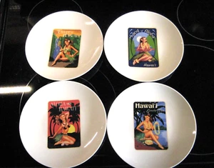 Juego de 4 platos de pupu Palm Girl diseñados por GARRY PALM en caja original, 2003 usados en excelente estado - Imagen 1 de 9
