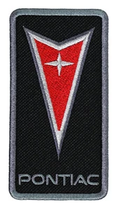 Pontiac Pfeil bestickt Patch schwarz/dunkelgrau Bügelbild Aufnähen Jacke Tasche Shirt - Bild 1 von 2
