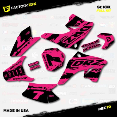 Kit de gráficos de carreras lisos negro y rosa para 08+ calcomanías Suzuki DRZ70 DRZ 70 Foto 1 de 3