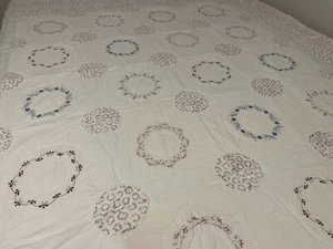 Edredón de reliquia hecho a mano Angelina bordado 100 % algodón núcleo de cabaña doble - Imagen 1 de 13