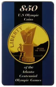 Taschenlampe US Olympische Münze (Atlanta) 1995 Spiele Telecoin Karte Handy Card - Bild 1 von 2