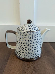 Vintage Arita Ware Porcelain Teapot Ume Plum Flower Japanese Blue Brown Floral - Picture 1 of 9
