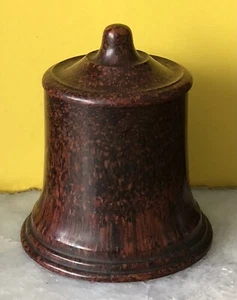 Antique Brown Mottled Speckled BAKELITE Round BELL Shape Jar Box Canister w/Lid - Picture 1 of 8