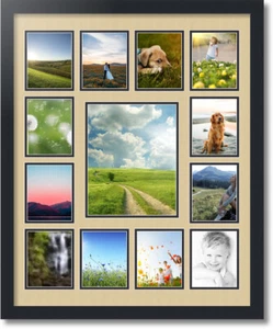 ArtToFrames Collage Mat Picture Photo Frame 13 Openings in Satin Black 378 - Picture 1 of 62