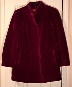 Sasson Borgazia giacca pelliccia sintetica peluche bordeaux/marrone donna taglia 6 vintage anni 80 - Foto 1 di 13