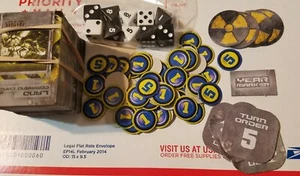 Risk 2210 Ad dice ENERGY WATER LAND LUNAR COMMAND CARDS DEVASTATION Pieces parts - Picture 1 of 4