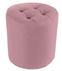 POUF MODERNO CILINDRICO SGABELLO POGGIAPIEDI VELLUTO POUFF TONDO ROSA Ø40*43 - Foto 1 di 5