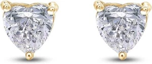 1 ct Heart Shape Lab Grown Diamond Solitaire Stud Earrings 14K Solid Gold - Picture 1 of 30