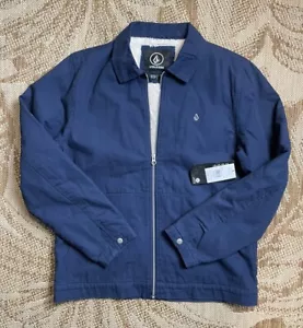 NEW Sz MED Men’s Volcom Palm Drive Sherpa Lined Blue Zip Jacket $90 - Picture 1 of 8
