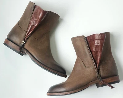 BOTINES LUCCHESE BECERRO CAIMÁN CUERO CREMALLERA MUJER 9 HOMBRE 7 JONAH USADOS UNA VEZ Foto 1 de 4