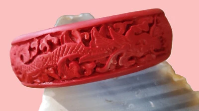 Vintage Armreif Armschmuck Chinesische Lackkunst Rotlack Arm Reif getragen Asia - Bild 1 von 4