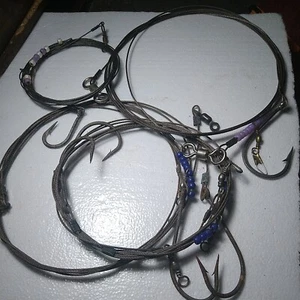 4 SHARK fishing LEADER RIGS stainless hvy gauge. Two 14.5' Two double hook 12.5' - Picture 1 of 5