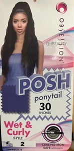 OBSESSION SYNTHETIC DRAWSTRING WET & CURLY LONG HAIR PONYTAIL - POSH 30" - Picture 1 of 7