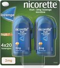 2 x Nicorette Fruit Lozenge Nicotine 4 x 20 Lozenges, 2 mg (Stop Smoking Aid)
