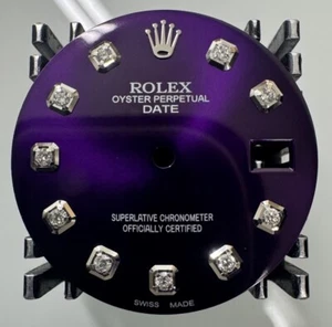 Rolex 34mm Date Uhr Custom Purple Diamond Dial For NonQuick Models 1500 1501 - Bild 1 von 2