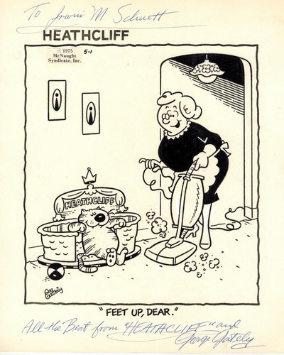HEATHCLIFF 1975 GEORGE GATELY ORIGINAL ART PAGE NEWSPAPER COMIC STRIP ...