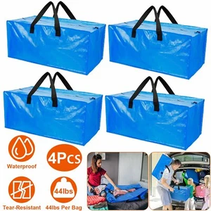 4pcs Large Moving Bags Storage Tote Foldable Space Saving Bag Waterproof Bedroom - Picture 1 of 12