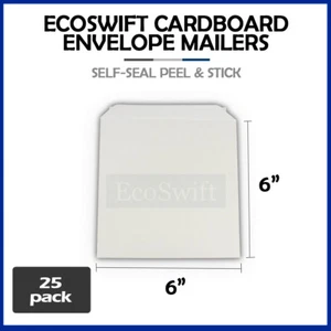 25 - 6 x 6 EcoSwift White CD/DVD Photo Ship Flats Cardboard Envelope Mailers 6x6 - Picture 1 of 8
