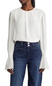 Blusa FRAME LWSH2655 Off White Volantes Puño Seda Georgette Fluida Talla Pequeña - Imagen 1 de 7