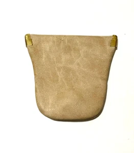 VTG Beige Coin Purse Leather Chain pocket protector pouch key 1970s nerds - Bild 1 von 4