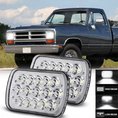 For Dodge W250 D350 Ram 81-93 Dodge Ramcharger 7X6'' 5X7" HALO DRL LED HEADLIGHT - Image 1 of 4