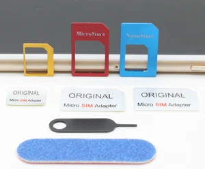 Micro Nano SIM Card Adapter Die Cast Metal 4-in-1 Kit iPhone Samsung Nokia LG - Picture 1 of 9