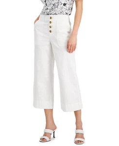 INC International Concepts Women's Button-Fly Culottes (4, Bright White) - Picture 1 of 4