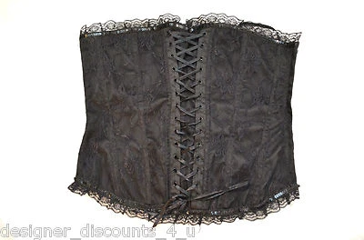 NEW Shirley of Hollywood Black lace tie up sequin Bustier sexy fun flirty SIZE L - Imagem 1 de 4