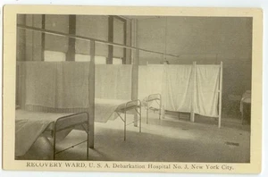 WWI c1918 New York Debarkation Hospital No. 3 Recovery Ward - Spanish Flu - Picture 1 of 2