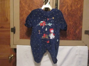 Little Me Blue Velour Christmas Footed Pajamas – Size 3M - Picture 1 of 3