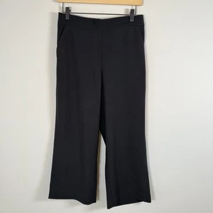 LOFT Wide Leg Crop Pull On Elastic Waist Black Pants Trousers Small Petite NWT - Picture 1 of 5